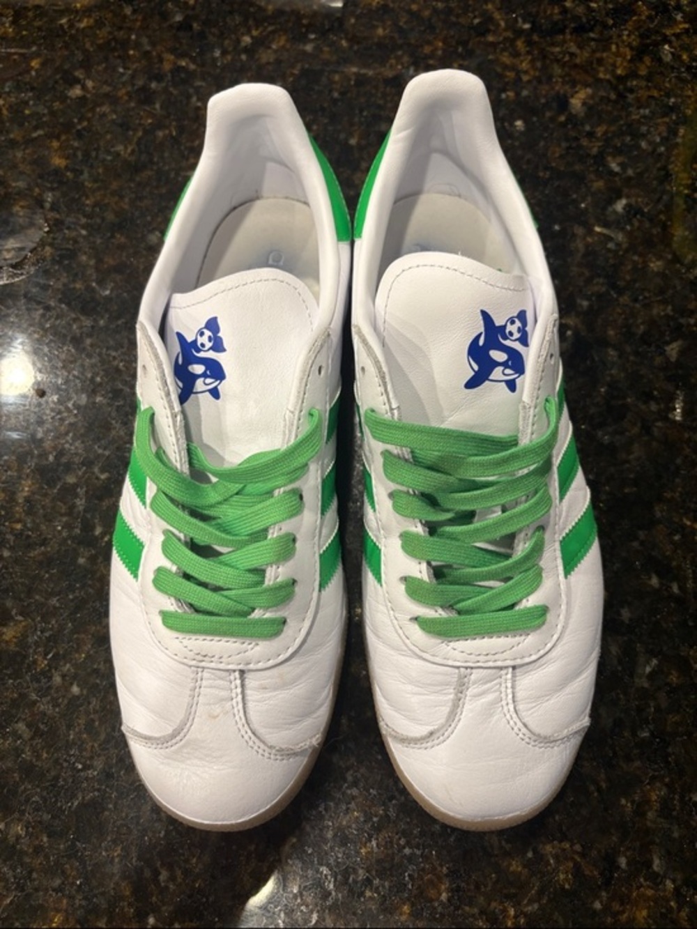 adidas White Low-Top Sneakers with Green Accents